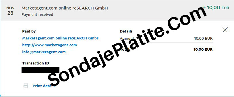 dovada de plata marketagent noiembrie